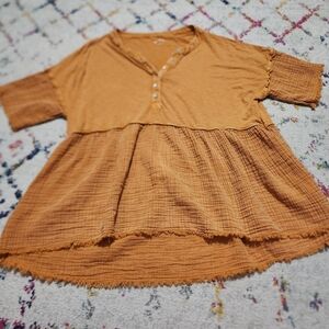 💘 Wonderly Orange Tunic Style Boho  Blouse